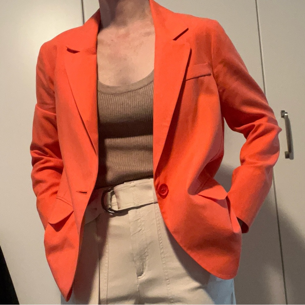 NWOT Tencel Cotton Blazer Tangerine Orange Size 6